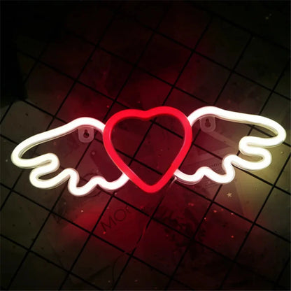 New Stunning Exquisite and Sexy Angel Wings Lip Sign Lamp - Perfect Gift for Parties - Ideal for Decorating Tables, Rooms, Shops