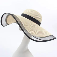 Load image into Gallery viewer, Women Sun Hat Big Eaves Waves Beach Cap Ladies Hat Big Brim Sun Visors UV Cut Bucket Panama Cap Foldable Straw Sunscreen Vintage

