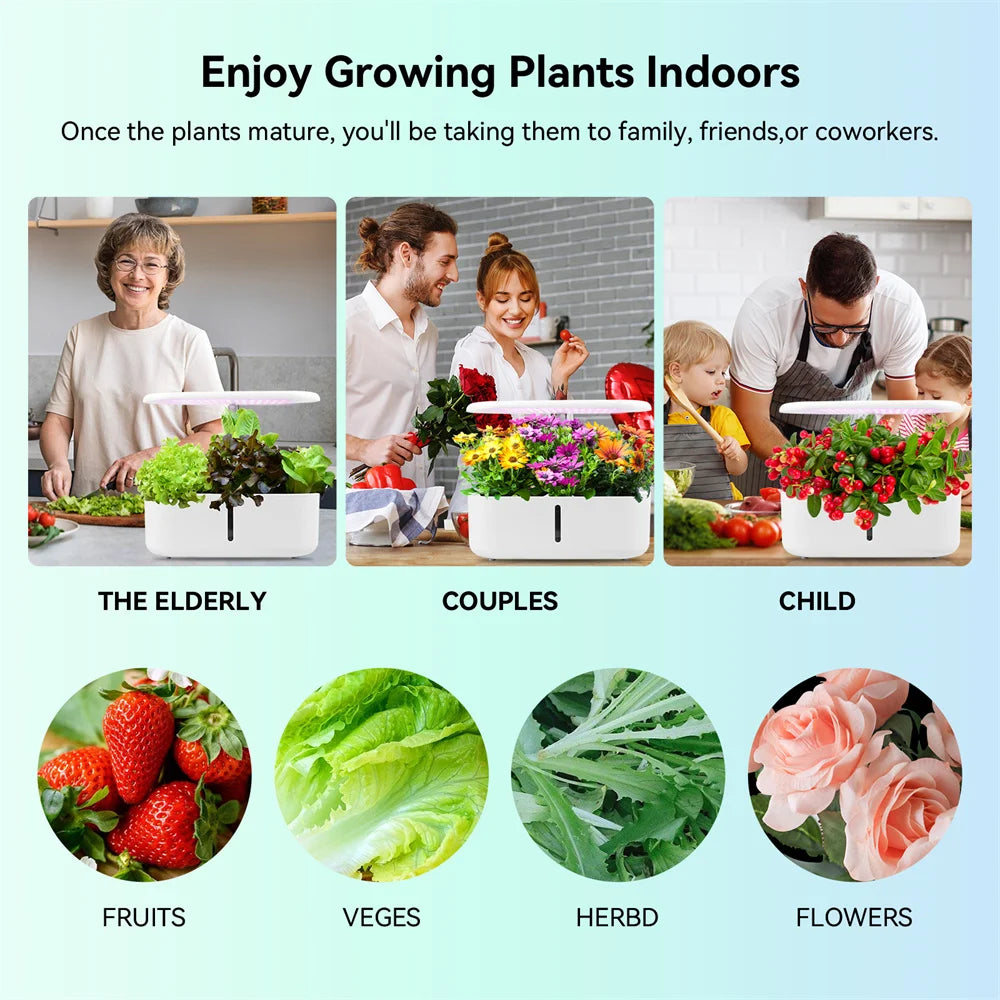 Plant Hydroponics System Growing Indoor Garden LED Light Smart Planting Machine Self Watering Indoor Home Gardening Planter