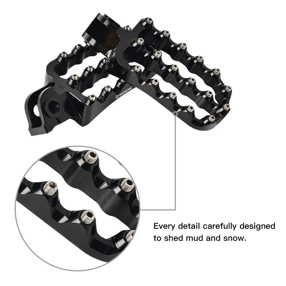 NICECNC Motorcycle Footpegs Set with Bolts Aluminum Stainless Steel for KTM 690 Enduro/R 2008-2023 4.21" x 2.44"