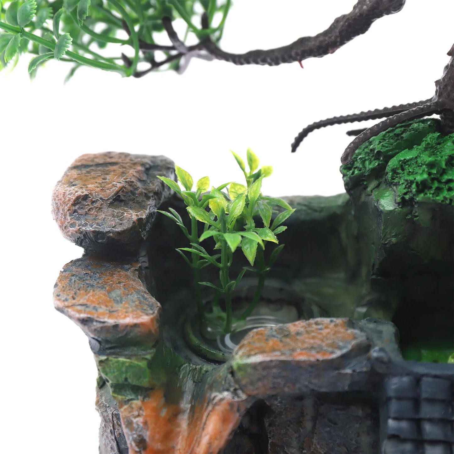 LED Desktop Water Fountain Waterfall Ornament w/ Pump Office Home Indoor Decor