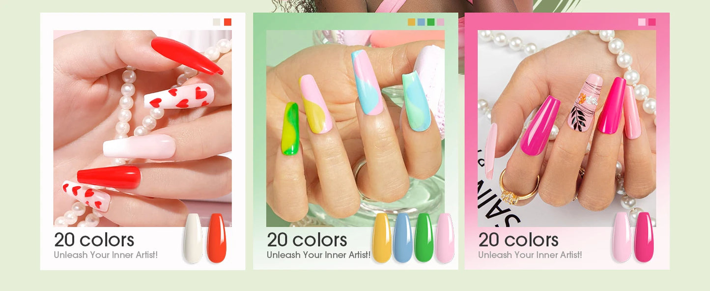 ROSALIND 29PCS Dip Nails Powder Starter Kit, 20 Colors Dip Powder Nail Kit Red Green Orange Glitter Series Nail Dip Powder Color