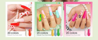 ROSALIND 29PCS Dip Nails Powder Starter Kit, 20 Colors Dip Powder Nail Kit Red Green Orange Glitter Series Nail Dip Powder Color