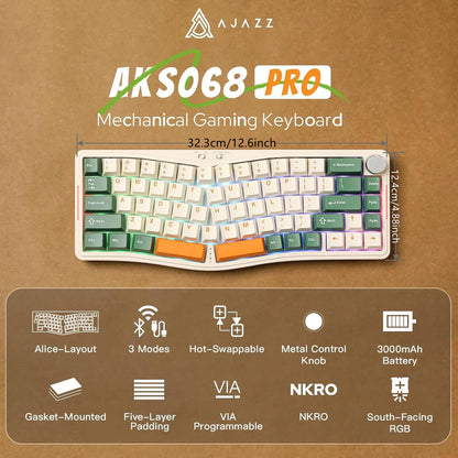 MAMBASNAKE x Ajazz AKS068 Pro 68 Keys Alice-Layout VIA Programmable Gasket Mechanical Keyboard