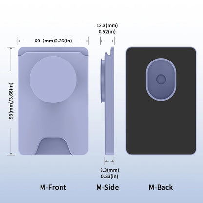 Magnetic Phone Grip Stand Holder with Card Wallet For iPhone 12+ Series Collapsible Phone Grip Holds 2-3 cards Magnetic Wallet