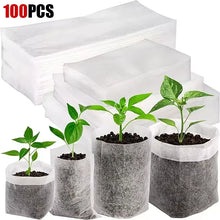 Load image into Gallery viewer, Seedling Bags 100 Pack Degradable Non-Woven Nursery Bags Fabric Seedling Grow Bags Plant Pouch For Garden Agricultural Supply
