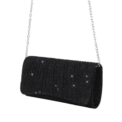 Women Lady Female Silver Evening Dinner Clutch Shiny Elegant Bag Shoulder Bag Handbag Glitter Purse Party Wedding Handheld Bag