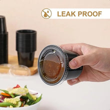 Load image into Gallery viewer, 1205.5 oz Black Portion Cups Small Plastic Containers with Lids Airtight and Stackable Souffle Cups Salad Dressing Container Sa
