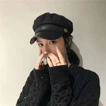 Load image into Gallery viewer, Casual Women Men Hat Spring Autumn Sailor Hats Black Ladies Beret Caps Flat Top Captain Cap Travel Cadet Octagonal Hat
