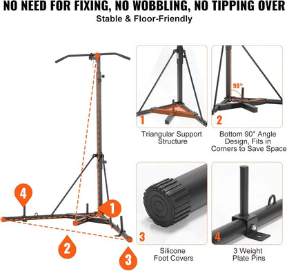 VEVOR 2 in 1 Punching Bag Stand, Steel Heavy Duty Workout Equipment, Adjustable Height Boxing Punching Bag Stand with Pull Up Ba