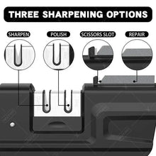 Load image into Gallery viewer, Knife Sharpener, 3-Stage Knife Sharpener Tool with Sharpening Stone, 2-in-1 Knife Sharpener Kit, Foldable Chef Knife Sharpening
