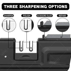 Knife Sharpener, 3-Stage Knife Sharpener Tool with Sharpening Stone, 2-in-1 Knife Sharpener Kit, Foldable Chef Knife Sharpening