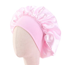 Load image into Gallery viewer, Kids Bonnet Satin Soft Silk Hats Wide Band Cap Casual Night Sleeping Adjustable Hair Care Caps for Boys and Girls Hat Children
