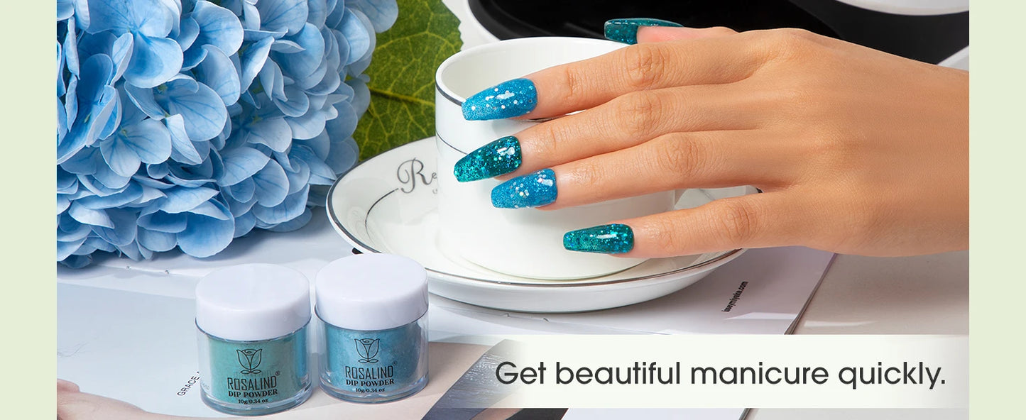 ROSALIND 29PCS Dip Nails Powder Starter Kit, 20 Colors Dip Powder Nail Kit Red Green Orange Glitter Series Nail Dip Powder Color