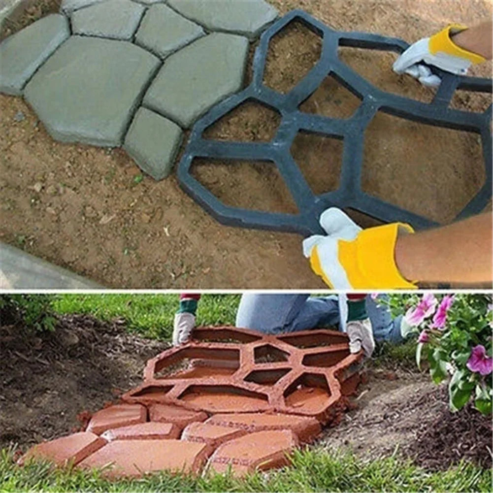 Garden Mold Walk Pavement Reusable DIY Manually Paving Cement Brick Stone Road Concrete Molds Manually Paving Patio Molds