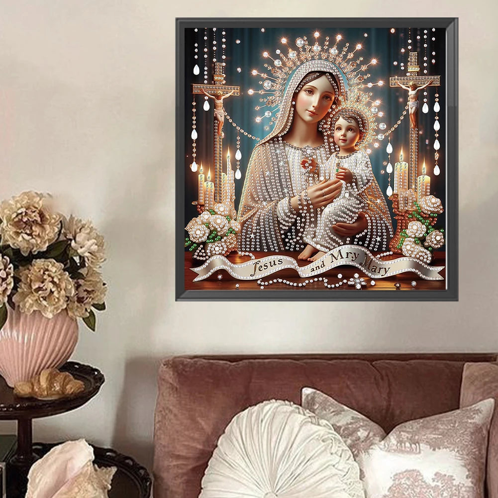 5 to Choose from 5D DIY Partial Special Shaped Drill Diamond Painting Kit Mary & Jesus Decoration