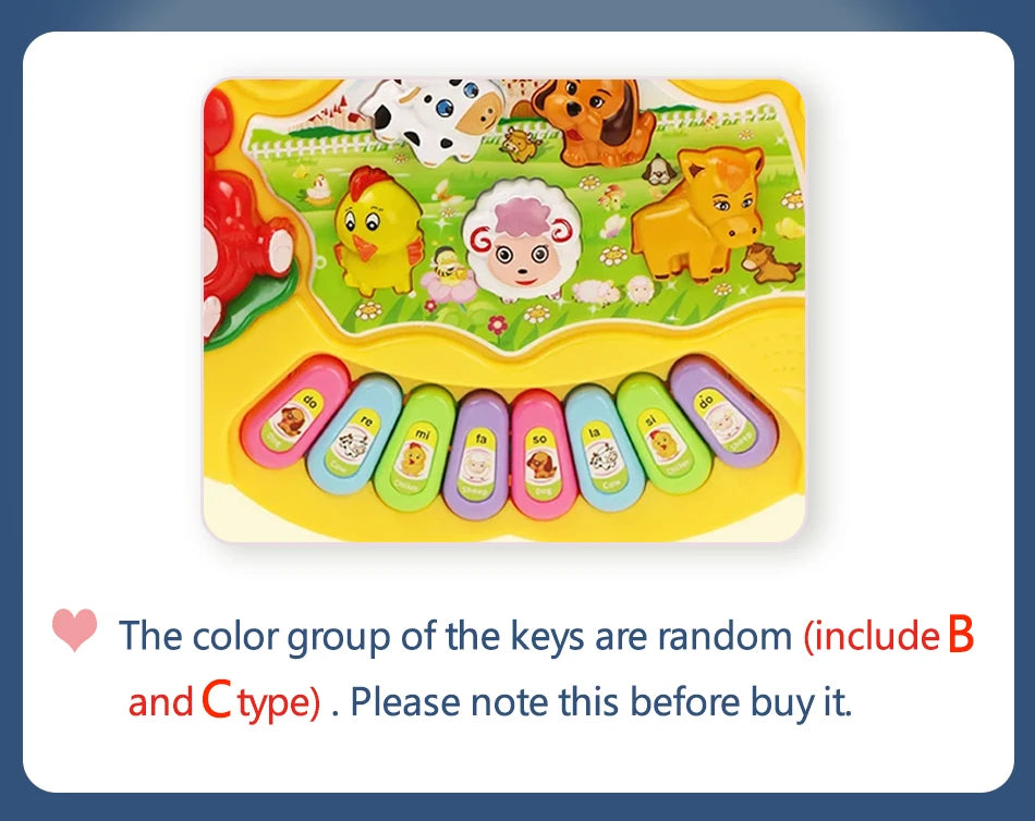 Kids Cartoon Piano Keyboard Game with Animal Sounds Flashing Light Music Baby Instrument Music Toys Educational Toys Kids Gifts
