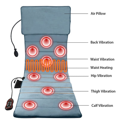 Massager Chair Pad Electric Heating Vibrating Cervical Neck Back Body Cushion Massag for Car Home Lumbar Mattress Pain Relief