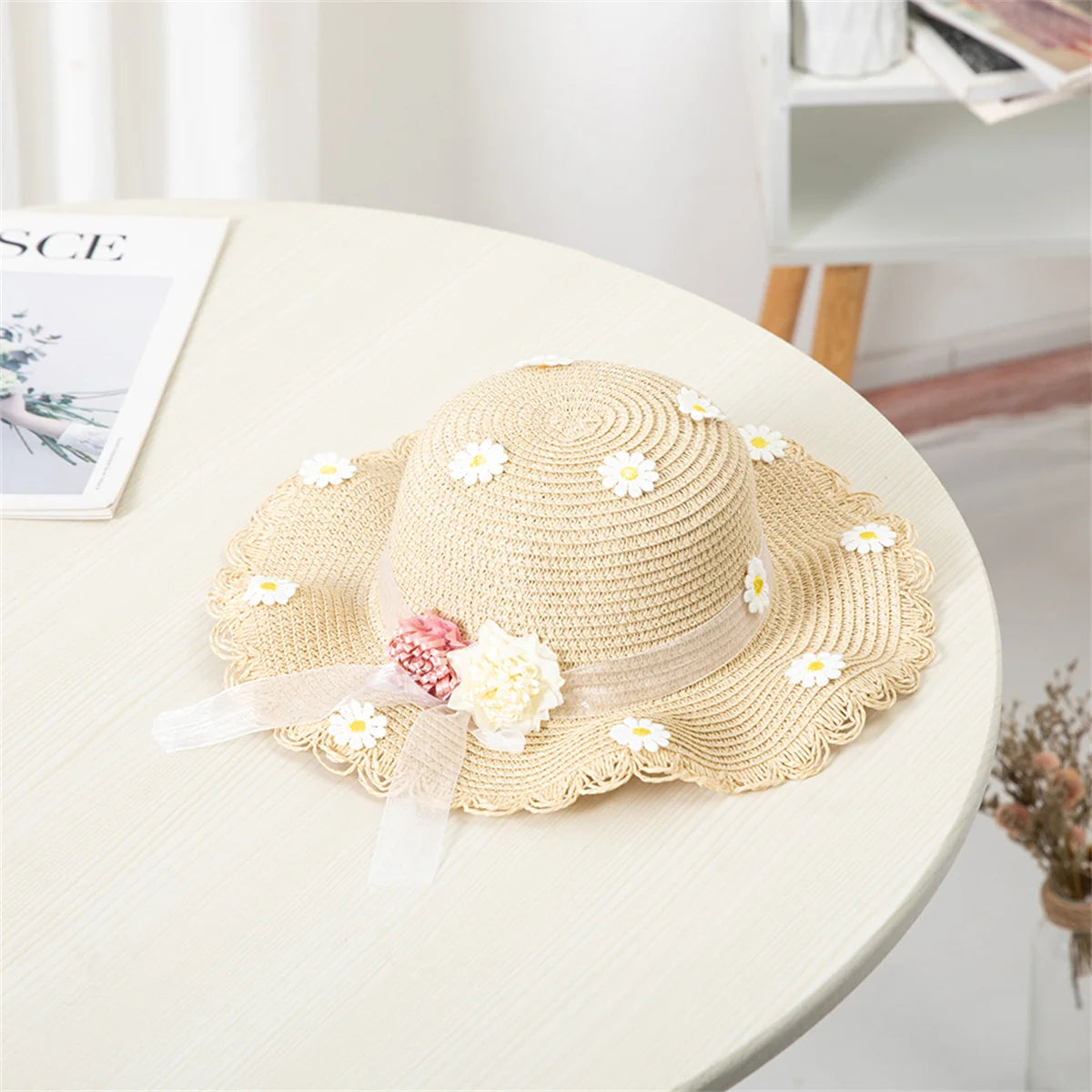 Kids Sun Hat Girls Summer New Straw Bag Cap Set Baby Travel Sun Protection Beach Hats Sun Fisherman Hat