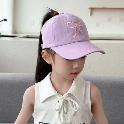 Kids Baseball Caps  Children Love Embroidery Breathable High Ponytail Baseball Caps Adjustable Summer UV Protection Snapback Hat
