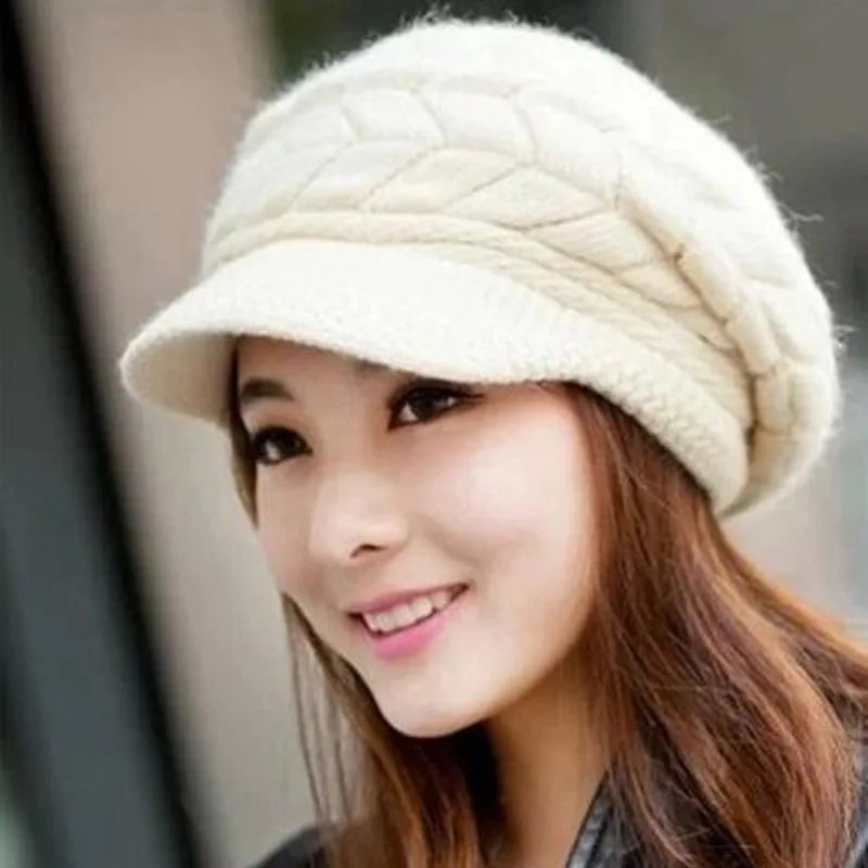 Winter Women Hat Wide Brim Keep Warm Cap Knitted Hats Female Soft High Elastic Warm Caps Beanies Girl Cap Solid Color 2023 New
