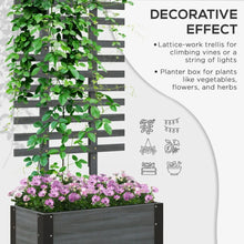 Load image into Gallery viewer, Raised Garden Bed with Trellis 58 Outdoor Wooden Planter Box with Wheels for Vine Plants Flowers Climbing and Planting Gray
