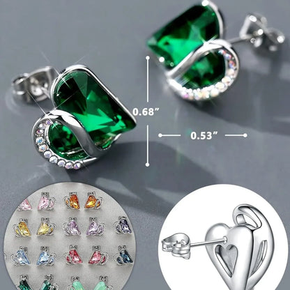 Infinite Love Birthstone Earrings, Women's Silver Fashion Personalized Jewelry, Suitable for Valentine's Day, Christmas Gift