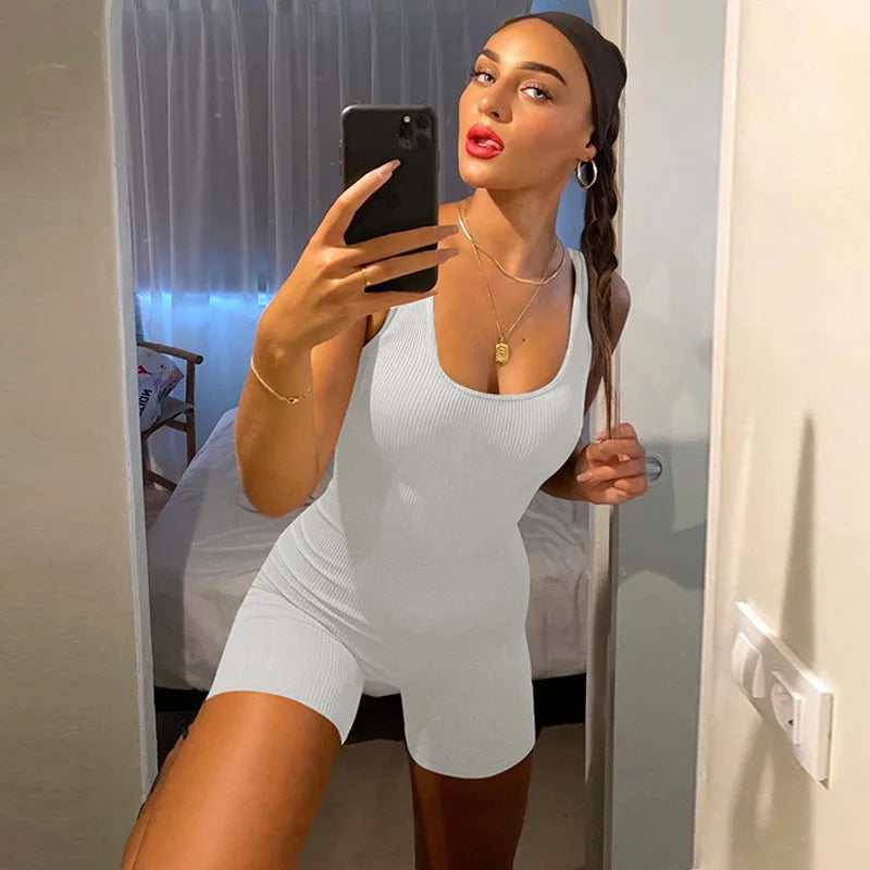 European and American Style Women's Clothing  Spring New Product Fashionable Solid Color U-neck Slim Fit and Slimming Backless