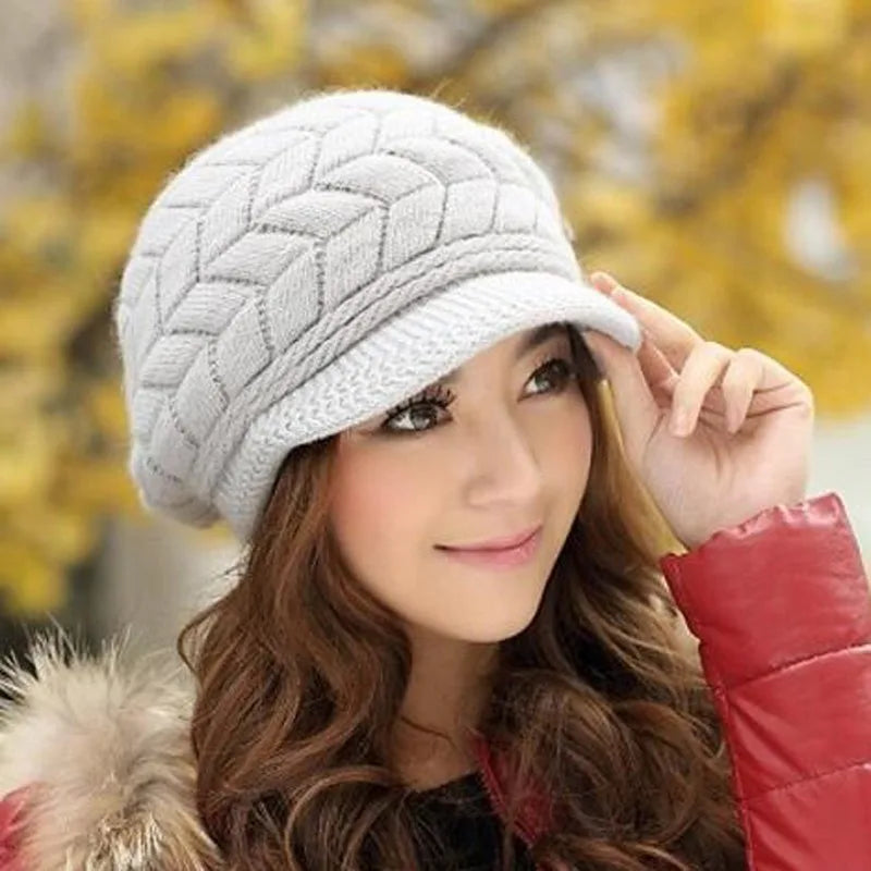 Winter Women Hat Wide Brim Keep Warm Cap Knitted Hats Female Soft High Elastic Warm Caps Beanies Girl Cap Solid Color 2023 New