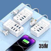 Load image into Gallery viewer, 35W Multiport USB Charger PD Type C Fast Charging US Plug Wall Charger USB Hub Adapter 6 Ports USB Quick Mobile Phone Charger
