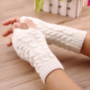 NEW Women Hand Warmer Winter Gloves Fashion Knitting Faux Wool Mitten Warm Fingerless Glove Gants Femme women gloves