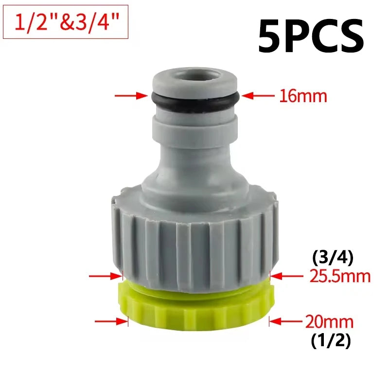 Garden Hose Tap Connector 3/4 inch and 1/2 inch BSP 2in1 Threaded Faucet Adapter Hose Connection Set for Garden Irrigation