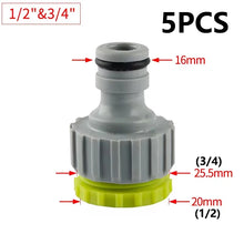 Load image into Gallery viewer, Garden Hose Tap Connector 3/4 inch and 1/2 inch BSP 2in1 Threaded Faucet Adapter Hose Connection Set for Garden Irrigation
