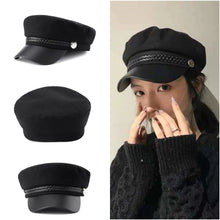 Load image into Gallery viewer, Casual Women Men Hat Spring Autumn Sailor Hats Black Ladies Beret Caps Flat Top Captain Cap Travel Cadet Octagonal Hat
