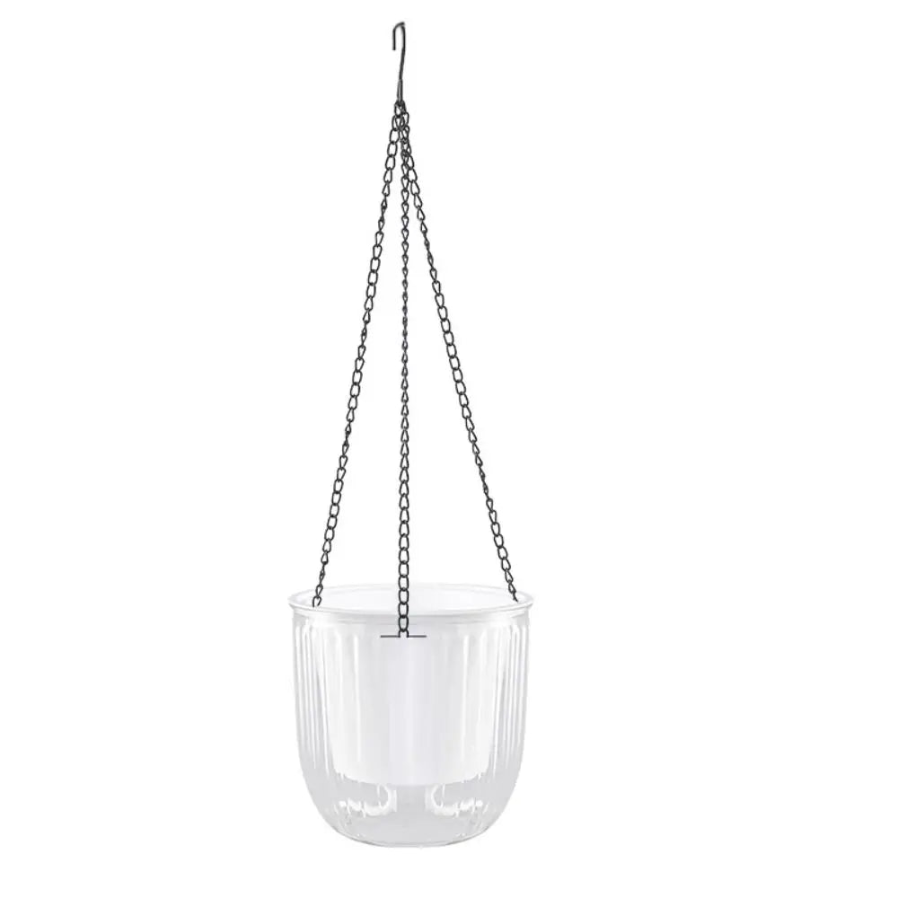 Garden Decoration Self-watering Flower Pot Plant with Chain Hanging Flower Pots Round with Drainage Holes Houseplant Flowerpot