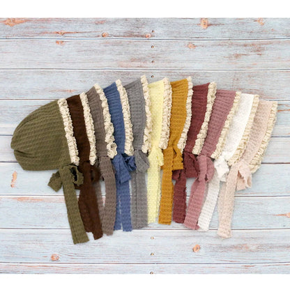 Baby Photo Cute Hat Newborn Photography Props Baby Costume Waffle Lace Tie Single Hat Fotografia Acessorios Girls Photo Props