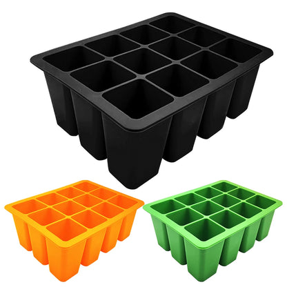 12 Holes Silicone Seedling Starter Trays Breathable Flower Plant Seed Grows Box Reusable Gardening Sowing Tray for Plants Indoor