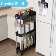 Load image into Gallery viewer, 3/4-Tier Slim Rolling Storage Racks – Compact Cabinet Shelf for Bathroom, Kitchen, Laundry Room, and Narrow Spaces Organization
