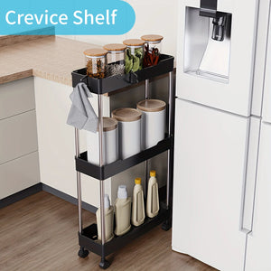 3/4-Tier Slim Rolling Storage Racks – Compact Cabinet Shelf for Bathroom, Kitchen, Laundry Room, and Narrow Spaces Organization