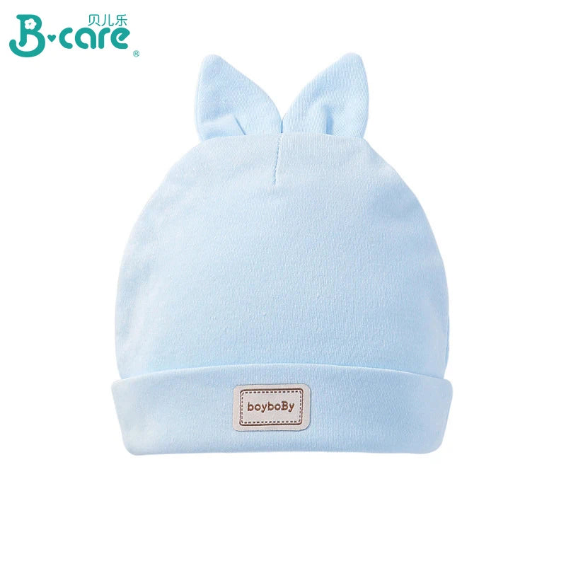 Baby Hat for Newborn Solid Color Cap Kids Bunny Hats Children Soft Cotton Breathable Sweat-Absorbent Boys Girls Baby Stuff