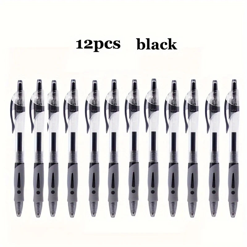 12PCS Retractable Gel Ink Roller Ball Pens - Smooth Writing, Quick-Drying, Water-Resistant, Exam-Specific for School, Office Use