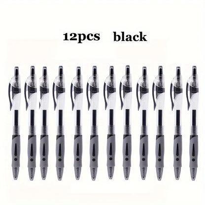 12PCS Retractable Gel Ink Roller Ball Pens - Smooth Writing, Quick-Drying, Water-Resistant, Exam-Specific for School, Office Use