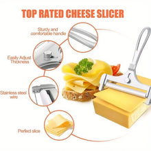 Load image into Gallery viewer, 2 Pieces Stainless Steel Wire Cheese Slicer with Cheese Planer, Adjustable Thickness, Kitchen Cooking Tools, Gray
