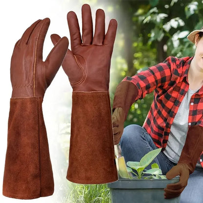 Garden  Industrial Protective Work Gloves Long Tube Gardening Safety Working Gloves Leather Breathable Gauntlet Pruning Gloves