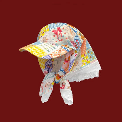 Women's Hats Spring Seaside Vacations French Sweet Cute Girls Outdoor Headscarves With Straps Baseball Caps Funny Fashion Hats