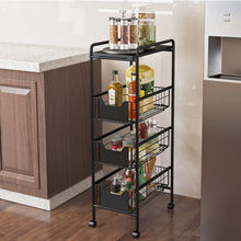 Load image into Gallery viewer, 4-Tier Metal Kitchen Slim Utility Cart Trolley Storage Shelf with Slide-Out Drawers
