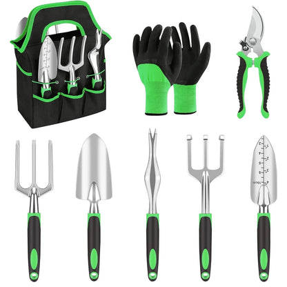 Gardening Tool Set Classic Common Home Use Green Eight-Piece Garden Tool Set Durable Pruning And Cultivation Garden Tool Bag