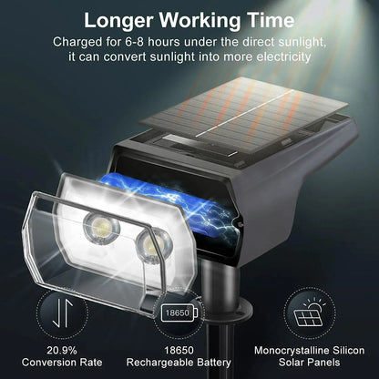 2pc LED Solar Light Outdoors Landscape Spotlights, 2 In 1 Wireless Outdoor SolarSpotlights For Yard Garden Patio RV camping