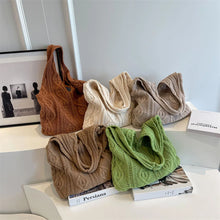 Load image into Gallery viewer, Wool Knitted Shoulder Shopping Bag for Women Vintage Cotton Cloth Girls Tote Shopper Bag Large Female Handbag Crochet Bag
