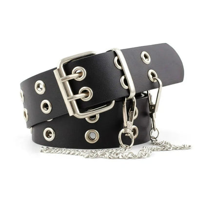 Women's Belt  Large size Double Hole Men Belt Punk Hip Hop Rock Style Subculture Y2K Belt Punch Free Belt for Men and Women